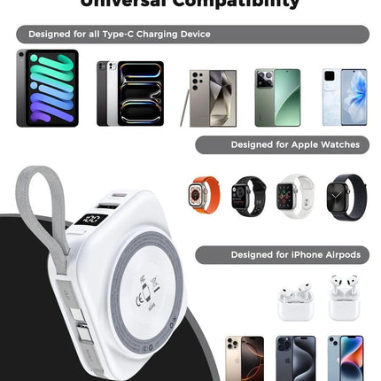 Choetech B697C-WH 10000mAh LED display 22.5W power bank for Mobile and Apple watch/Airpods CCC Certified.
