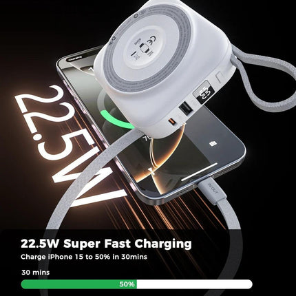 Choetech B697C-WH 10000mAh LED display 22.5W power bank for Mobile and Apple watch/Airpods CCC Certified.