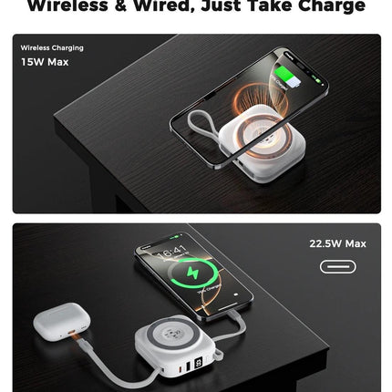 Choetech B697C-WH 10000mAh LED display 22.5W power bank for Mobile and Apple watch/Airpods CCC Certified.