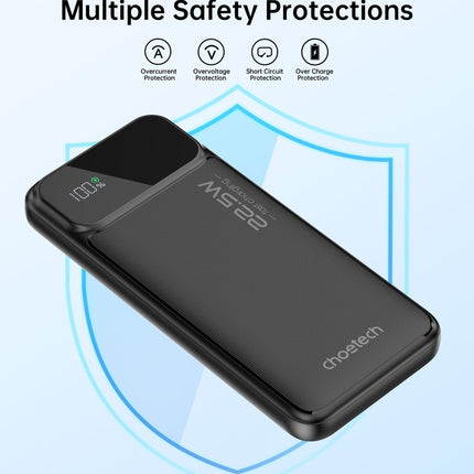 CHOETECH B728 10000mAh Power Bank PD22.5W with Digital Display.