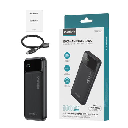CHOETECH B728 10000mAh Power Bank PD22.5W with Digital Display.