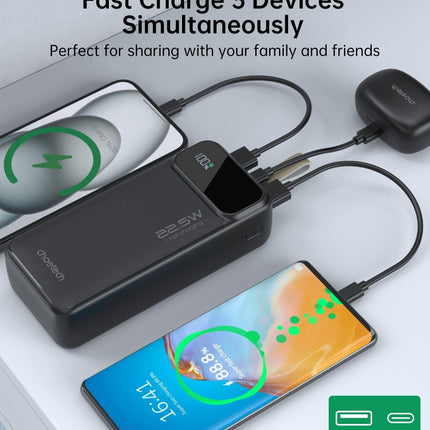 CHOETECH B730 30000mAh Power Bank PD22.5W with Digital Display.