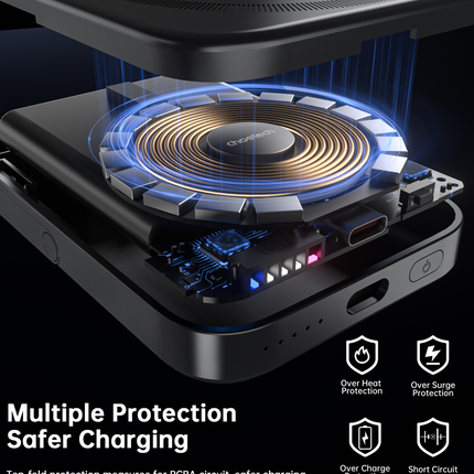 CHOETECH B743-BK 10000mAh PD20W Magnetic Power Bank with Holder Black.