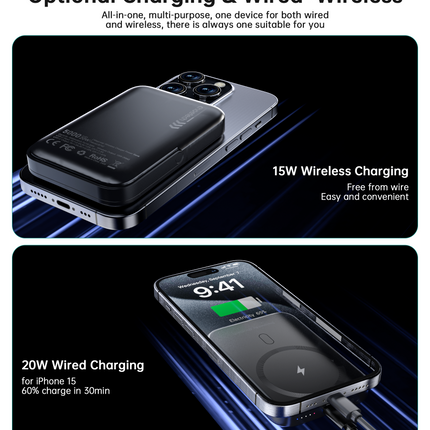 CHOETECH B743-BK 10000mAh PD20W Magnetic Power Bank with Holder Black.