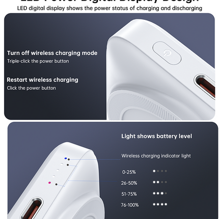 CHOETECH B743-WH 10000mAh PD20W Magnetic Power Bank with Holder White.