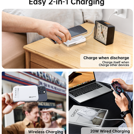 CHOETECH B743-WH 10000mAh PD20W Magnetic Power Bank with Holder White.