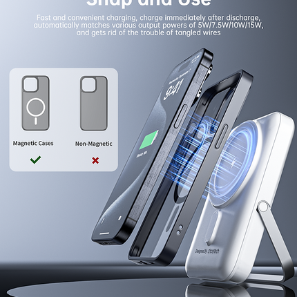 CHOETECH B743-WH 10000mAh PD20W Magnetic Power Bank with Holder White.