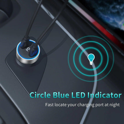 CHOETECH C0054-SL Dual Port PD 40W USB-C Car Charger Adapter Silver.