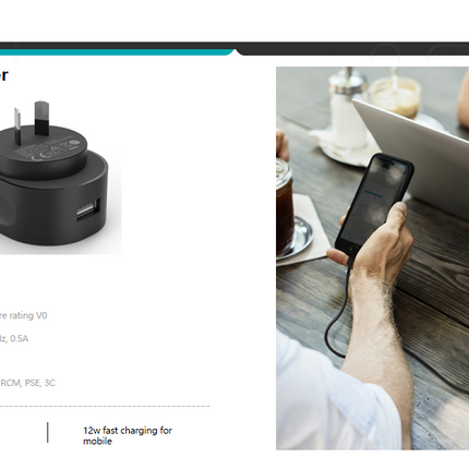 CHOETECH C0203 USB-A AC Adapter (AU standard) 12W.