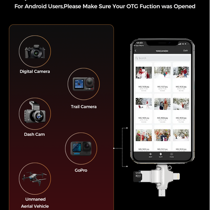 Choetech CR-002-SL EasyGO A+C+Micro+lighting four in one card reader.