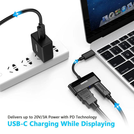 CHOETECH HUB-M03 USB-C To HDMI Adapter(4K@60hz) with 60W PD Charging Port.