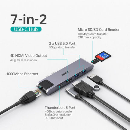 CHOETECH HUB-M24 7-in-2 MacBook Pro/Air USB Adapter USB-C Hub.