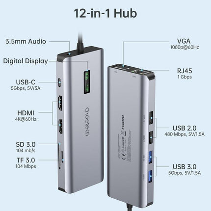 CHOETECH HUB-M26 12-in-1 USB-C Multiport Adapter.