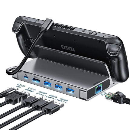 CHOETECH HUB-M50 6-in-1 USB-C 100W Aluminum Steam Deck Docking Station.