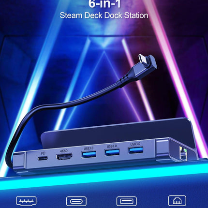 CHOETECH HUB-M50 6-in-1 USB-C 100W Aluminum Steam Deck Docking Station.
