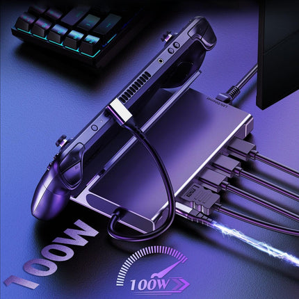 CHOETECH HUB-M50 6-in-1 USB-C 100W Aluminum Steam Deck Docking Station.