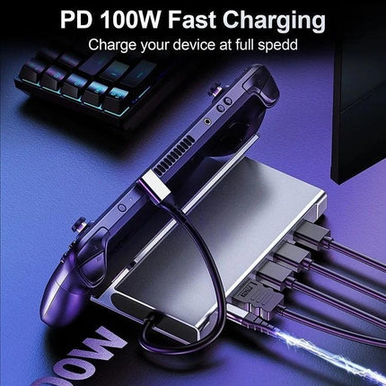 CHOETECH HUB-M77-GY PD100W 5-in-1 USB-C PD+HDMI+USB 3.0A/F+USB2.0 Steam Deck Docking Station.