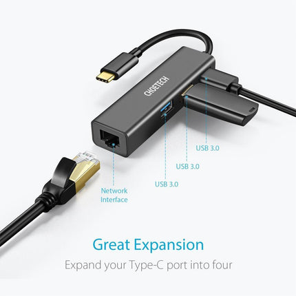 CHOETECH HUB-U02 USB-C To Ethernet Hub.