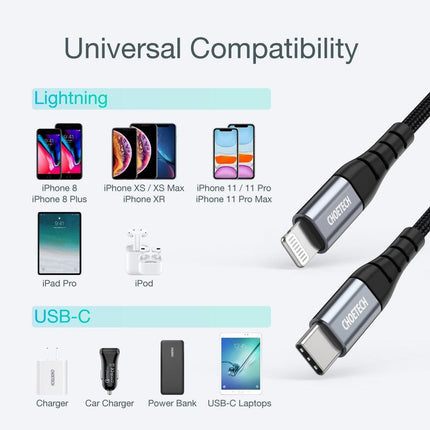 CHOETECH IP0039 USB-C To iPhone MFi Certified Cable 1.2M.