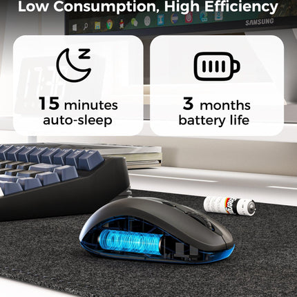 Choetech KB-002-BK 3-Level Adjustable 1600 DPI Wireless Mouse (Black).