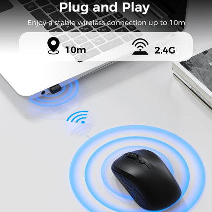 Choetech KB-002-BK 3-Level Adjustable 1600 DPI Wireless Mouse (Black).
