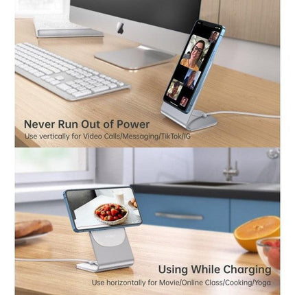 CHOETECH MA00117-SL MagLeap Magnetic Wireless Charger with Stand and AC Adapter.