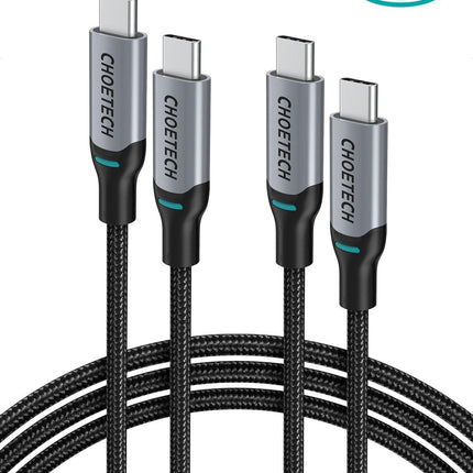 CHOETECH MIX00073 (XCC-1002 x2) 100W USB-C Braided Fast Charging Cable 1.8M 2 Pack.
