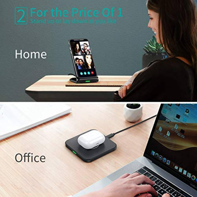 CHOETECH MIX00087 (T524S+T511S) Qi 10W/7.5W Fast Wireless Charging Stand and Pad.
