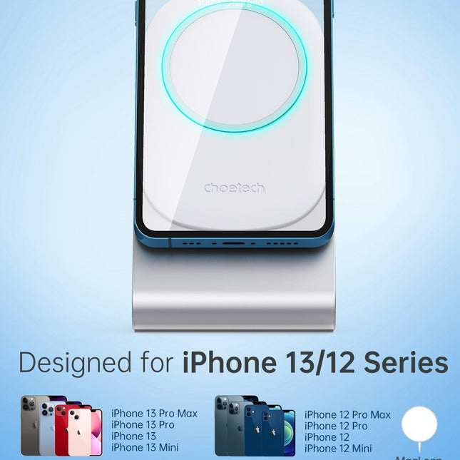 CHOETECH MIX00117SL Magasafe Fast Wireless Charger Stand Holder For iPhone 13/12 (H047+T517).