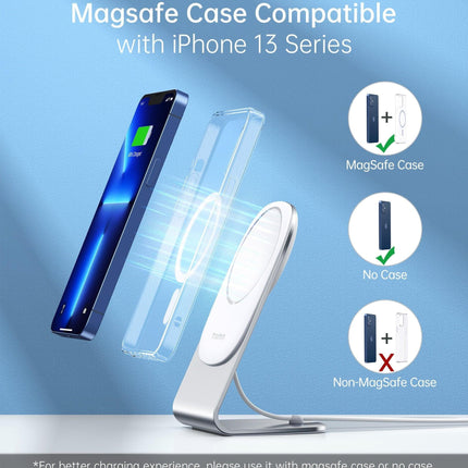 CHOETECH MIX00117SL Magasafe Fast Wireless Charger Stand Holder For iPhone 13/12 (H047+T517).