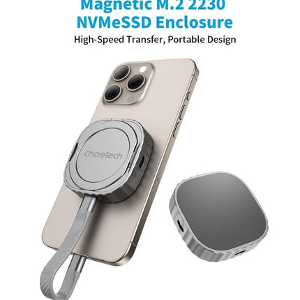 CHOETECH MSE001-GY Dual USB-C Port M.2 NVME 2230 Protocol SSD Enclosure with PD100W input Enclosure (Support 2TB Max).