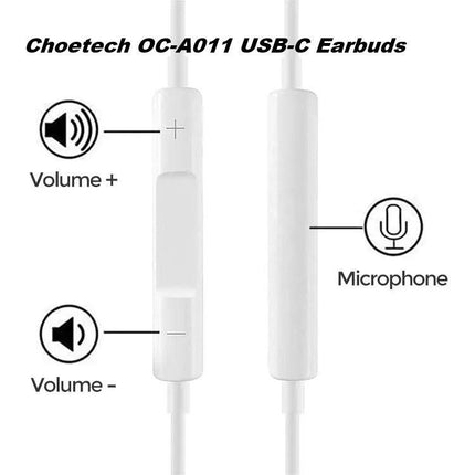 Choetech OC-A011 USB-C In-Ear Headphones 1.2m - White.