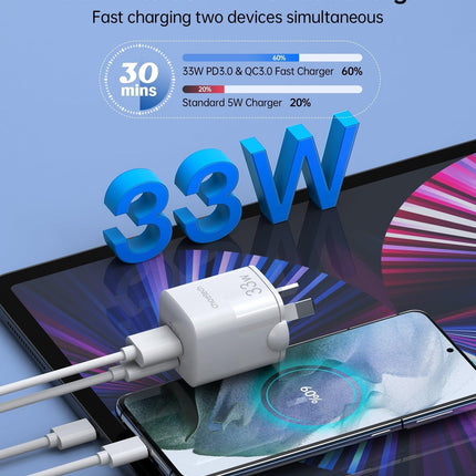 CHOETECH PD5006 33W Dual Port Wall Charger.