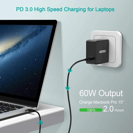 CHOETECH Q4004 60W PD 3.0 Type-C Fast Charging Foldable Adapter USB-C Charger.