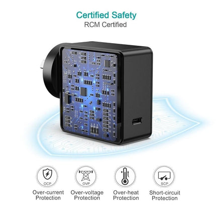 CHOETECH Q4004 60W PD 3.0 Type-C Fast Charging Foldable Adapter USB-C Charger.