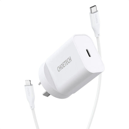 CHOETECH Q5004CL PD20W USB-C iPhone Fast Charger with MFi Certified USB-C Cable.