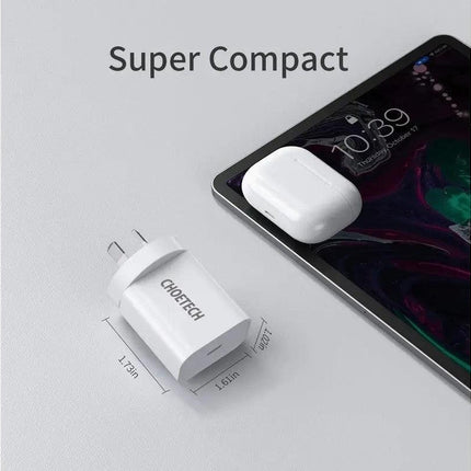 CHOETECH Q5004CL PD20W USB-C iPhone Fast Charger with MFi Certified USB-C Cable.