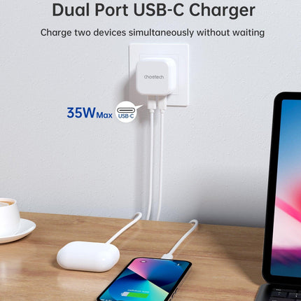 CHOETECH Q5008 PD 35W Dual USB-C Charger.