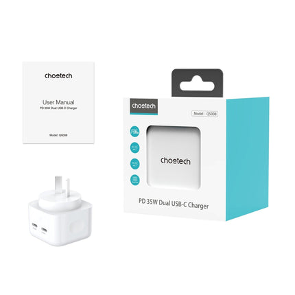 CHOETECH Q5008 PD 35W Dual USB-C Charger.
