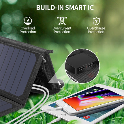 CHOETECH SC001 19W Portable Solar Panel Charger SunPower Panels Dual USB Charger for Camping/RV/Outdoors.