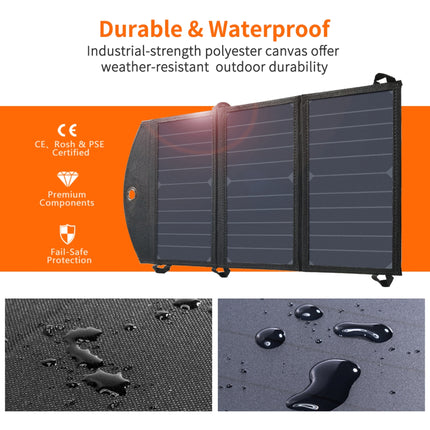 CHOETECH SC001 19W Portable Solar Panel Charger SunPower Panels Dual USB Charger for Camping/RV/Outdoors.