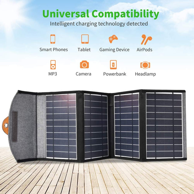 CHOETECH SC005 22W Portable Waterproof Foldable Solar Panel Charger (Dual USB Ports).