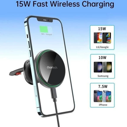CHOETECH T205-F 15W Magnetic Car Charger Holder with LED Light (PC housing).