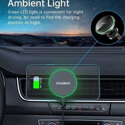 CHOETECH T205-F 15W Magnetic Car Charger Holder with LED Light (PC housing).