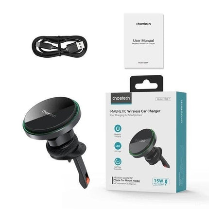 CHOETECH T205-F 15W Magnetic Car Charger Holder with LED Light (PC housing).