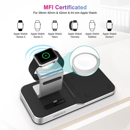 CHOETECH T316 4-in-1 Wireless Charging Station for iPhone/Apple Watch/iPod and all Qi Wireless Cell phones.