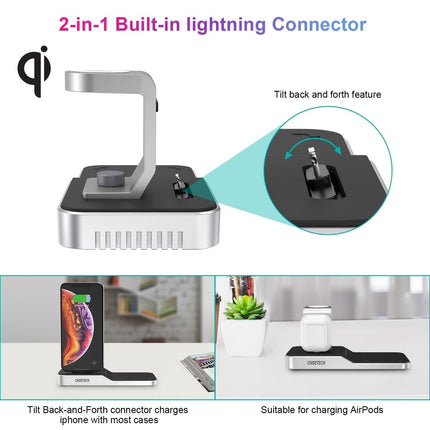 CHOETECH T316 4-in-1 Wireless Charging Station for iPhone/Apple Watch/iPod and all Qi Wireless Cell phones.