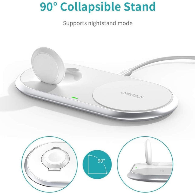 CHOETECH T317 2-in-1 Dual Wireless Charger Pad (MFI Certified).