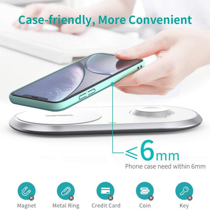 CHOETECH T317 2-in-1 Dual Wireless Charger Pad (MFI Certified).