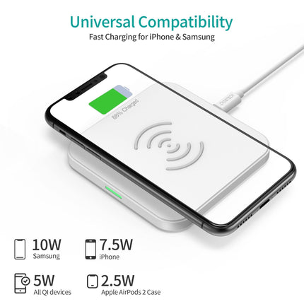 CHOETECH T511-S 10W/7.5W Fast Wireless Charger Pad (White).